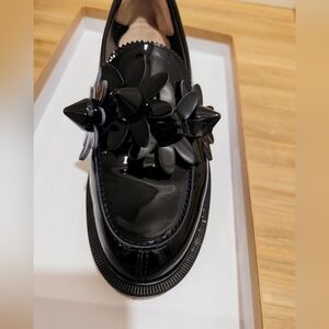 Christian Louboutin Black Patent Leather Floral Loafers